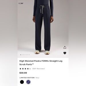 NWT Figs Navy High Waisted Piedra FORMx Straight Leg Scrub Pants Xs